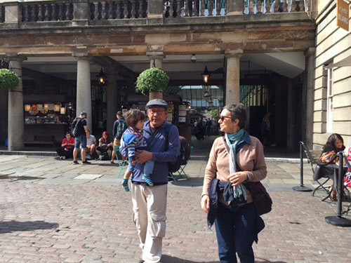 Rafael with his grandparents  in Covent Garden